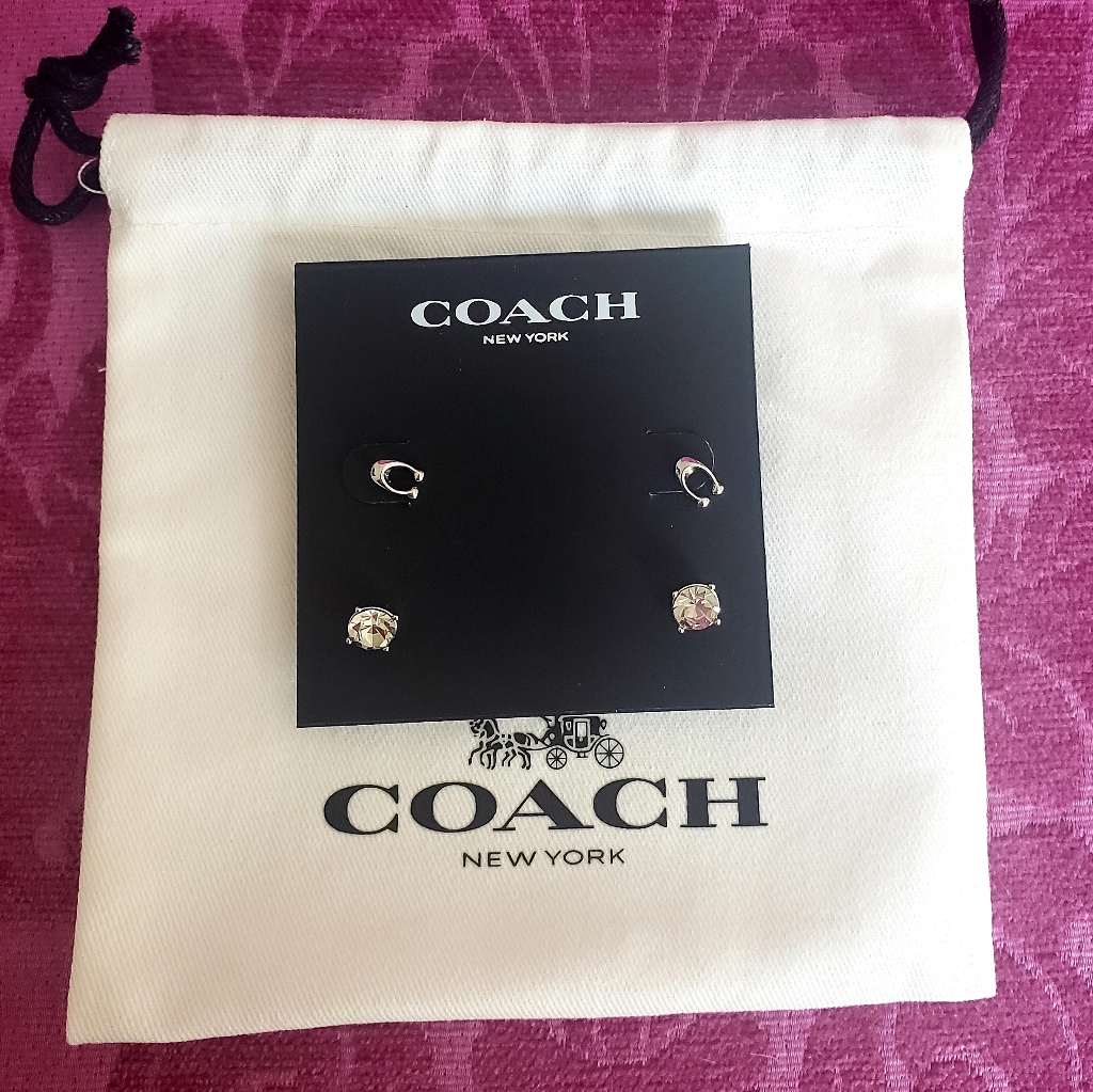 Nwt Coach Signature C Stud Earrings Set 65$